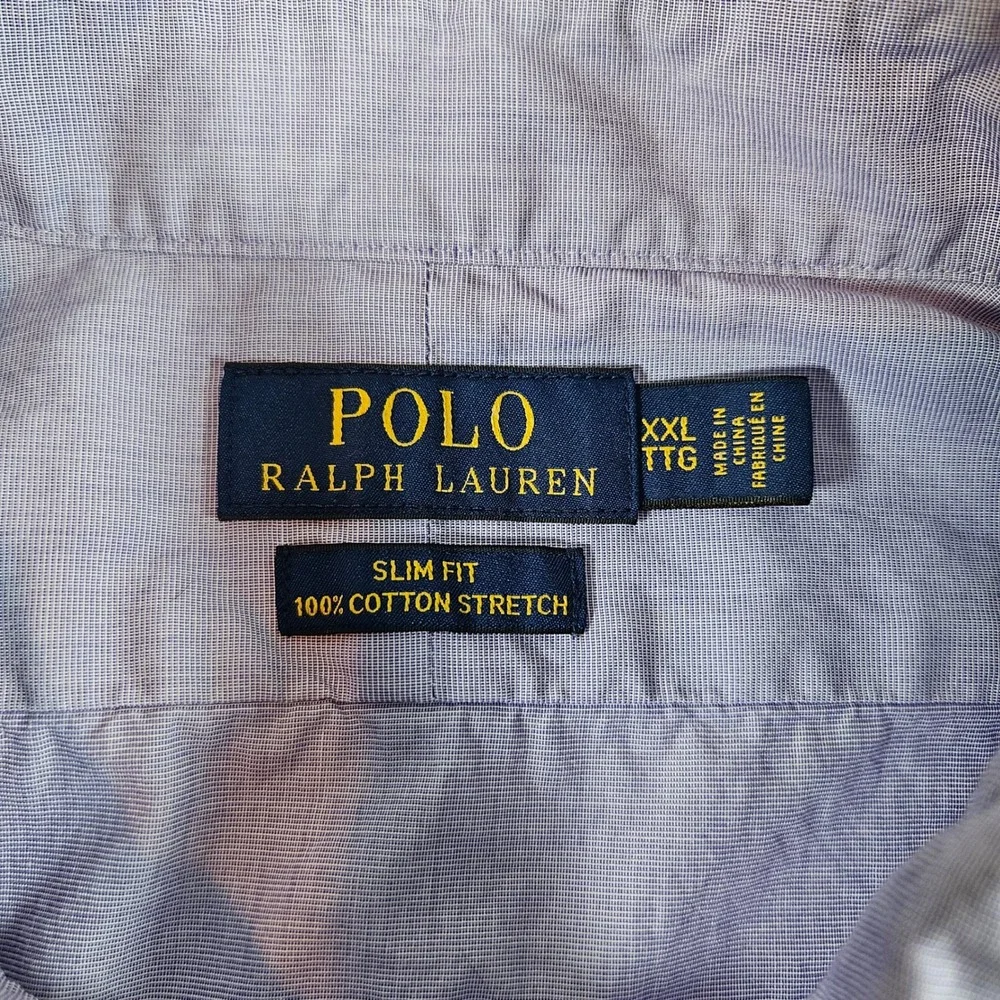 Polo Ralph Lauren Button Down Shirt Mens XXL Light Purple Slim Stretch Cotton